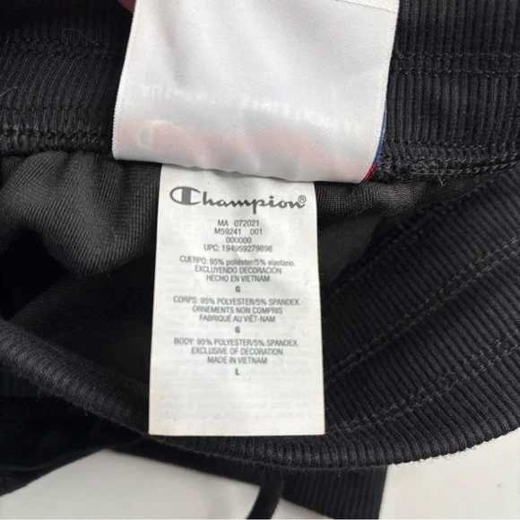 Champion Black Velour Women’s Jogger Sweatpants Large NWT Logo Athleisure - Picture 4 of 8